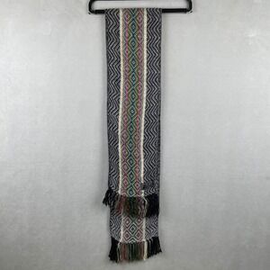 Ruashka Alpaca Wool Scarf Geometric Diamond Chevron Fringed Inca Unisex Peru